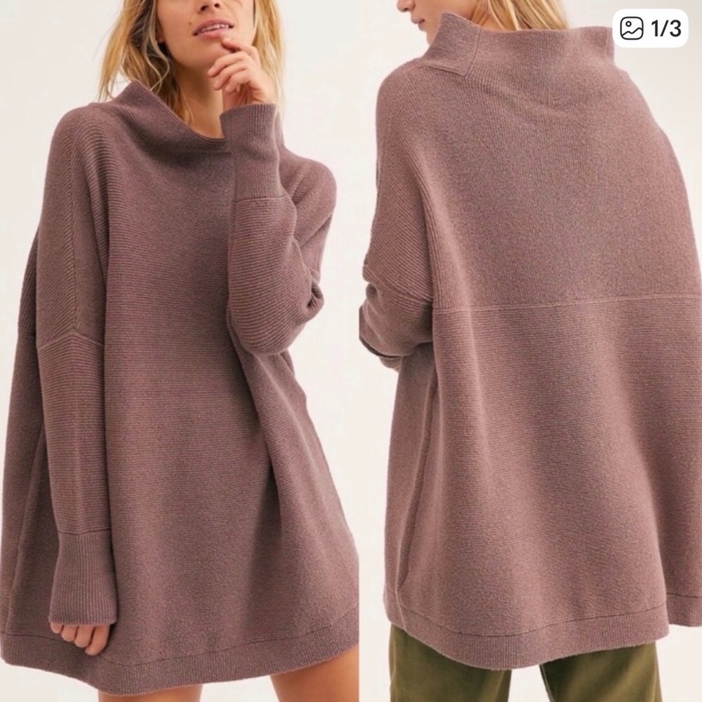 Free People Mauve Cowl Neck Sweater dress